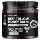 Uttse Men's Beef Tallow for Skin Care:100% Grass-Fed Beef Tallow Face Moisturizer For Men - Tallow and Honey Balm With Olive Oil Manuka Honey For Sensitive Dry Skin Repair 1.7 oz