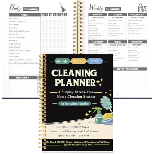 Cleaning Planner & Chore Checklist Organizer – Monthly Weekly Daily