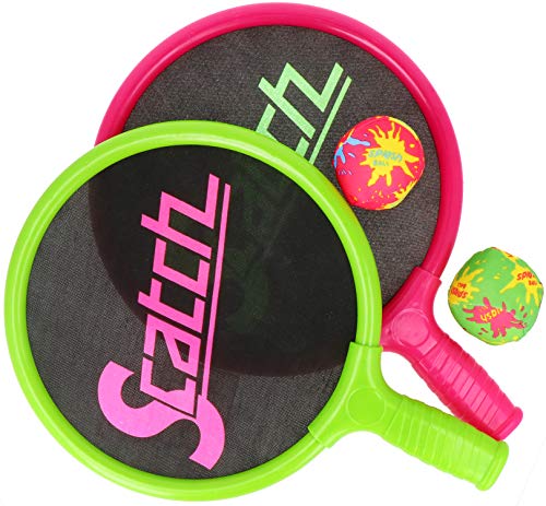 com-four® Juego de Pelota y Bate para niños de 4 Piezas - Juego de Pelota de Playa - Raquetas y Pelotas para divertirse en el Agua
