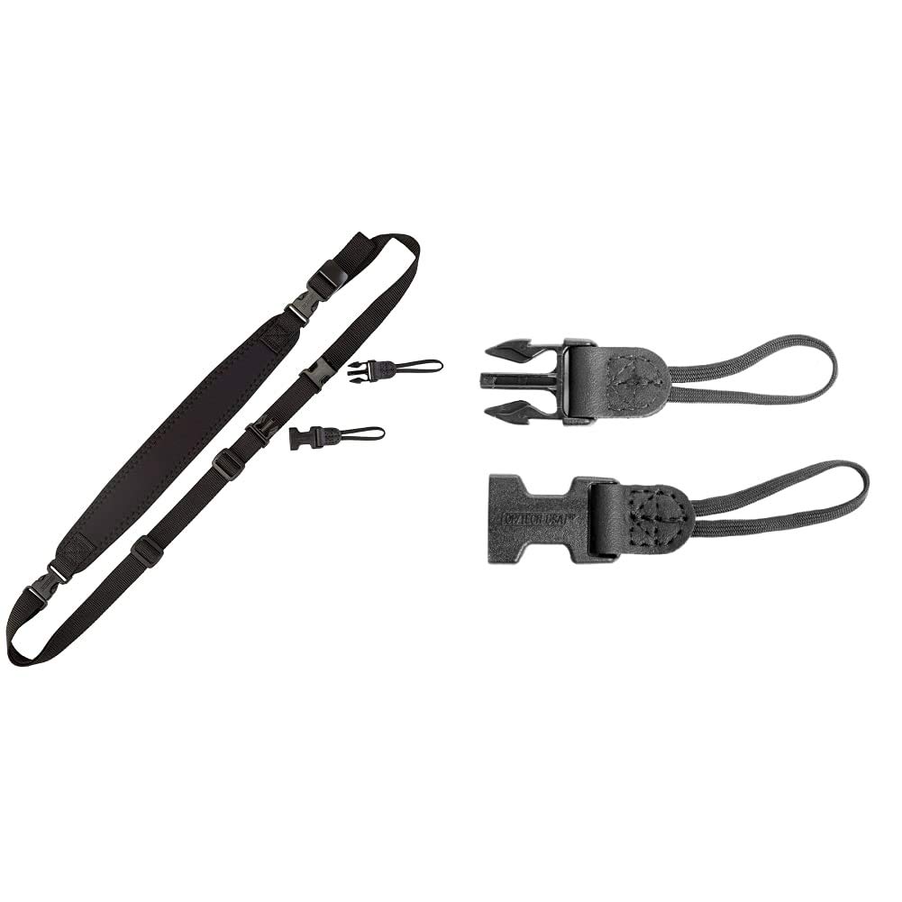 OP/TECH USA Super Classic Sling Strap for Mirrorless and SLR Cameras, Black + OP/TECH USA 1301062 Uni-Loop - System Connectors, Black