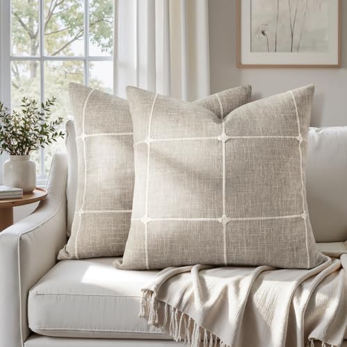 HOMEIDEAS Decorative Plaid Throw Pillow Covers...