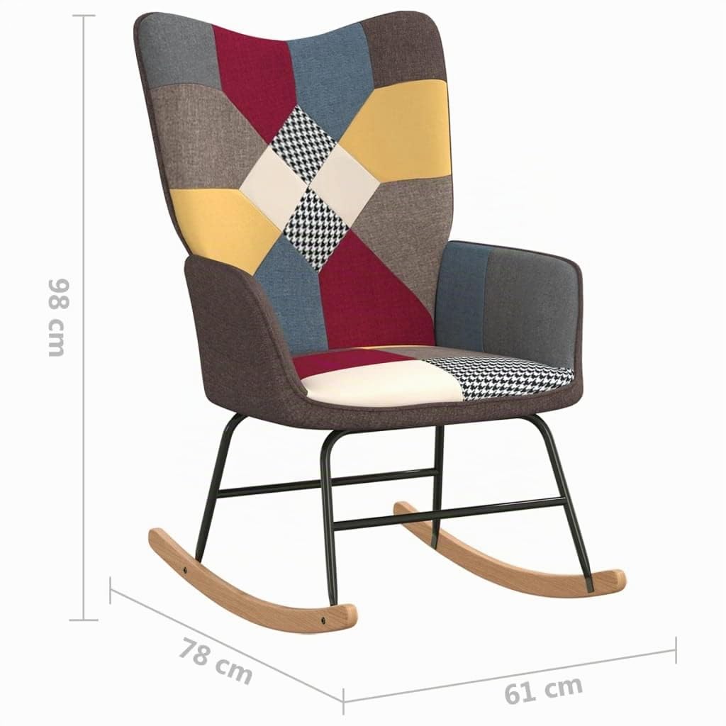 vidaXL Chaise à Bascule avec Tabouret Patchwork Tissu