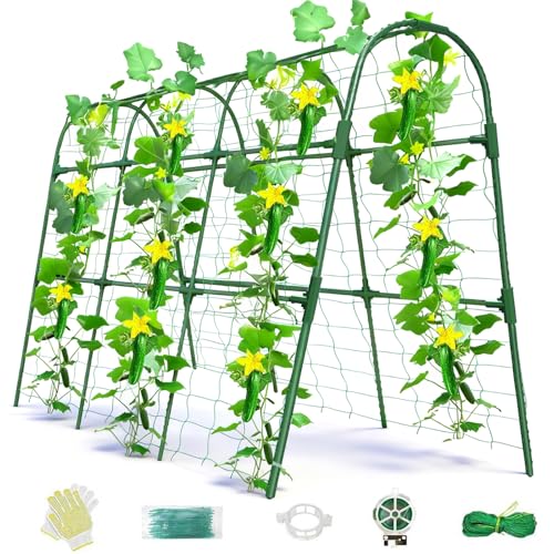 Laodier Cucumber Trellis for Raised Bed, U-Shape Garden Arch Metal