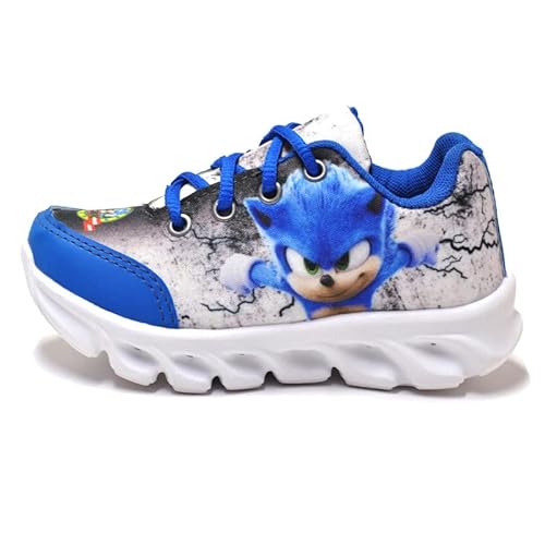 Tenis De Led Masculino Sonic Meninos Infantil Estilo Original + Chinelo e Brindes Cor:Azul;Tamanho:2