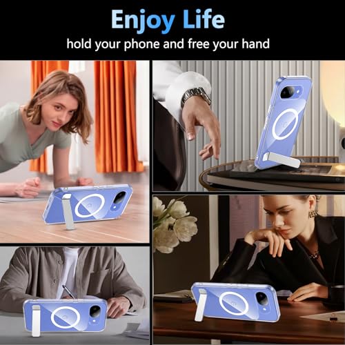 OWKEY Funda magnética para Google Pixel 10A con soporte [con protector de pantalla 9H] apta para MagSafe, protección de grado militar, resistente a los arañazos, funda rígida delgada para Pixel 10A - imagen 5