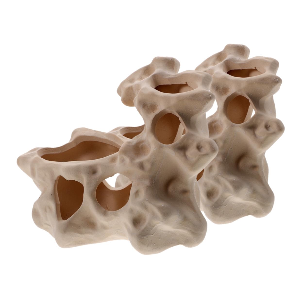 UPKOCH Grotte de Cachette D'aquarium en Céramique Beige 2pcs | Forme Roche Naturelle, pour Bassins D'eau Douce, Adaptée Betta et Crevettes