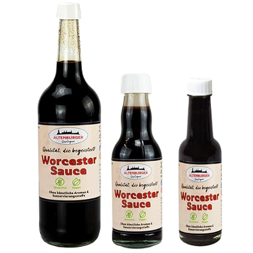Altenburger Original Worcester Sauce, 1l (1000ml) in der Glasflasche, Worcestershire Sauce glutenfrei, laktosefrei, vegan, ohne Zusatz von Aromen