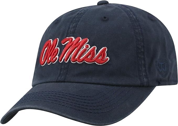 Collegiate Primary Color Relaxed Fit Adjustable Hats (US Alpha One Size Ole Miss)