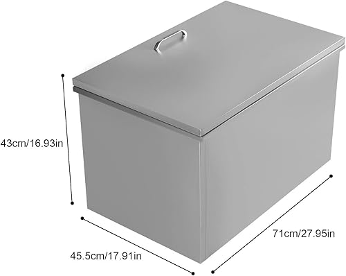Miniatura 3 de PanDair - Cofre de hielo de acero inoxidable con tapa con bisagras, para interiores y exteriores, incluye tubo de drenaje y tapón de drenaje para
