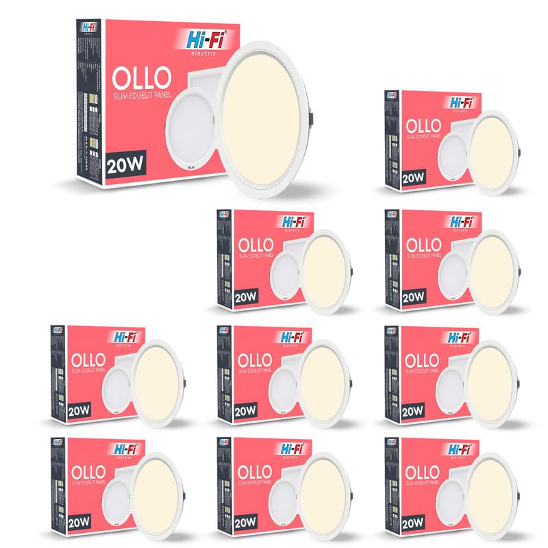 Image of Hi-Fi OLLO 20-watt Round LED Downlighter | LED Ceiling Light for Home and Hall | Cut Out: 68 mm, Color: Warm White Light, (3000K) Pack of 10-Polycarbonate