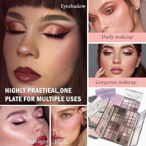 Image of SUAKE Nude Pink Eyeshadow Palette, Matte & Shimmer, High Pigmented 12 Colors Brown Purple Eye Shadow Primers for Eye Makeup, Korean Powder Palet de sombras de ojos (04# Red Bean)