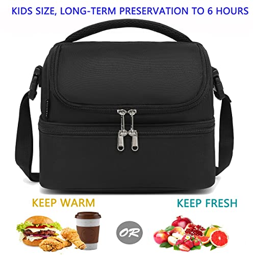 FlowFly Double Decker Cooler Insulated Lunch Bag Large Tote for Boys, Girls, Men, Women, With Adjustable Strap,Black by FlowFly - Image 2