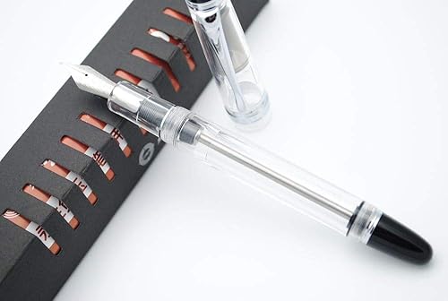 Miniatura 4 de czxwyst 699 Pluma estilográfica de llenado de vacío de presión negativa Caja original (transparente con clip plateado, punta media 0.028 in)