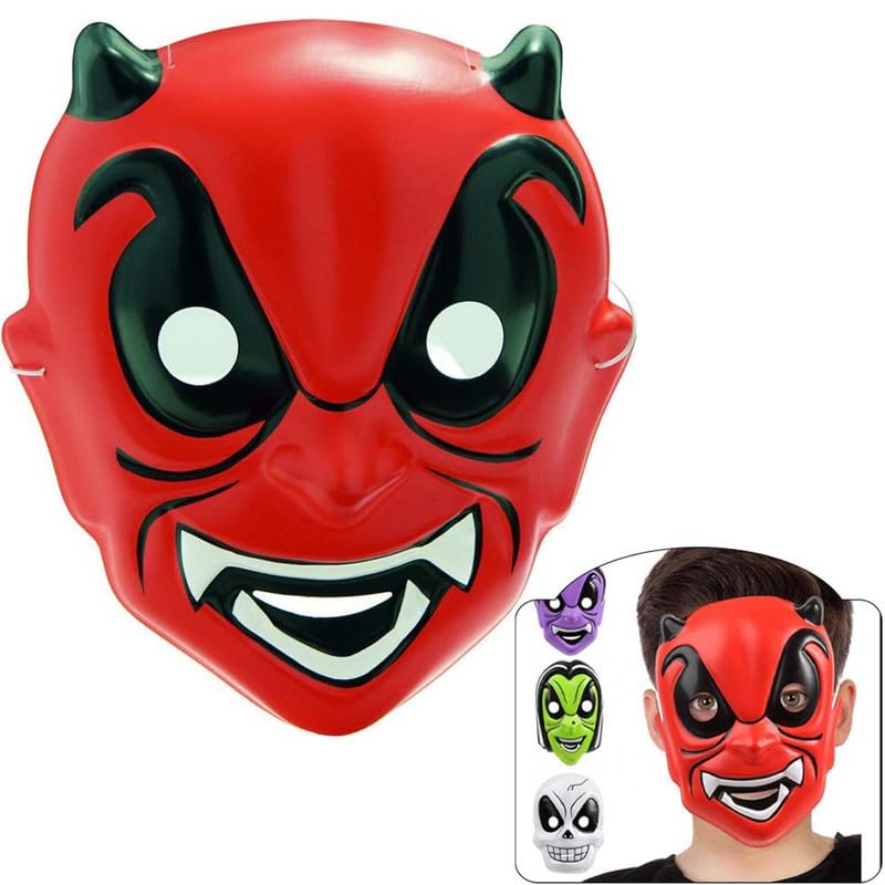 Spooky Plastic Children's Halloween Face Mask, Safe, Comfortable - Perfect Costume Accessory for Kids at Halloween Parties, Trick-or-Treating - One Size Fits Most