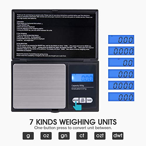Weigh Gram Scale，Mafiti Digital Pocket Scale,500G By 0.01G,Digital Grams Scale, Food Scale, Jewelry Scale Black, Mini Kitchen Scale 500G(Max 500) #TOP3