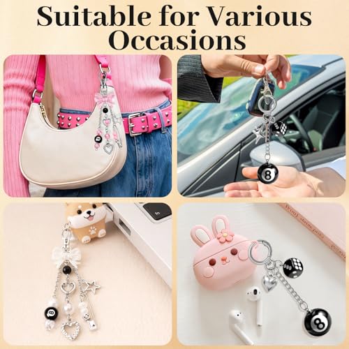 Image of Bag Charms for Handbag Cherry Strawberry Y2K Bow Keychain Cute Purse Charms Accessories for Women Tote Bag Fruit Charm