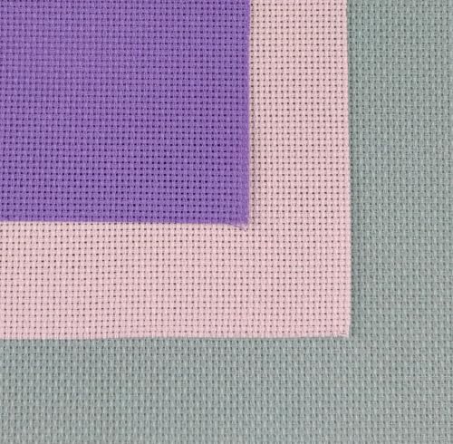 Image of KCS 3 pc of 15 inch x 18 inch(38cmx45cm) 18 Count Cross Stitch Cotton Aida Cloth Needlework Rolled Fabric Box,18CT,Light Grey+Pink+Lavender