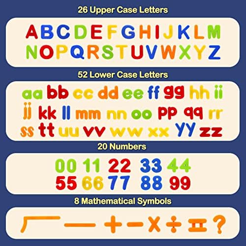 kramow 106 PCS Magnetic Learning Letters and Numbers, Alphabet Magnets Educational Toy for Toddlers Preschool Learning, Spelling, Counting