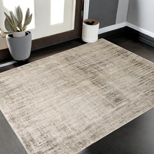 Tinyboy-hbq Rugs Living Room Abstract Modern Rug Soft Bedroom Rug Washable Shaggy Rugs for Living Room Bedroom Indoor Home Decor (Abstract Beige Grey/Light Brown, 80 x 120 cm) - Image 3
