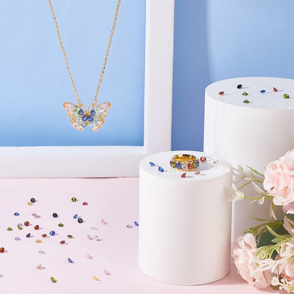 PH PandaHall 400pcs 5mm Cubic Zirconia Stone 8 Colors Round Faceted Rhinestone Diamond Stones Gems Gemstone Loose CZ Stones for Ring Earring Bracelet Pendant Jewelry Art Craft Making - Image 5