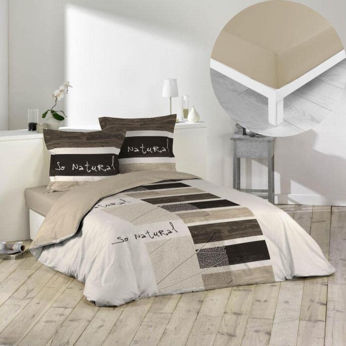 Parure de couette 260x240 So Natural beige pour des nuits sereines