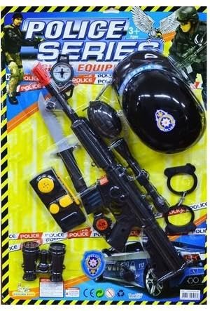 Çocuk Polis Seti, Bıçak, Kelepçe, Dürbün, Silah, Telsiz, Rozet ve Kask