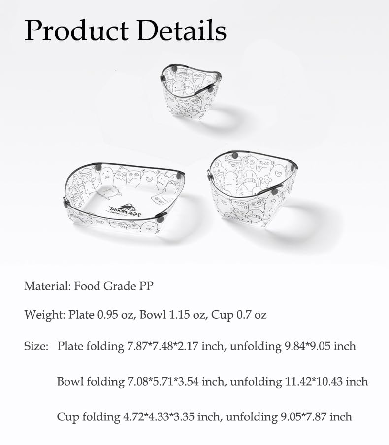 Portable Scouting & Camping Tableware Set of 6 Pieces, Folding Plate, Bowl, Water Cup, Easy-Clean, Ultra-Light, Heat-Resistant,Collapsible, Food-Grade Material, for Outdoor Picnics, Scout (2)