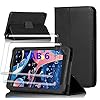 HYMY Hülle für Blackview Tab 6 + 2 Pcs Schutzfolie Glass für Blackview Tab 6 (8″) hülle – Flip Case Cover Schutzhülle Schutzfolie Glass-Black