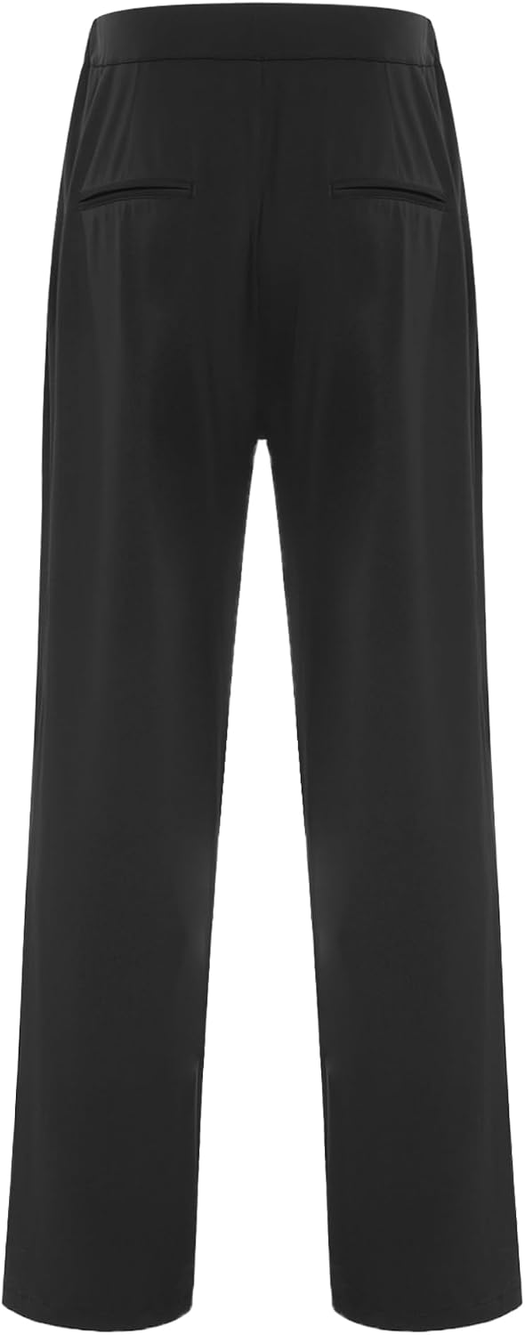 iiniim Mens Latin Ballet Dance Outfit Rhinestone Sheer Mesh Patchwork Leotard Tops and Bell Bottom Pants