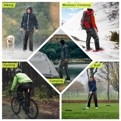 flintronic wasserdichte Regenhose für Herren, Fahrrad Wasserdicht Überziehhose, Leichte Regenhose Winddichte, Breathable, zum Wandern Camping