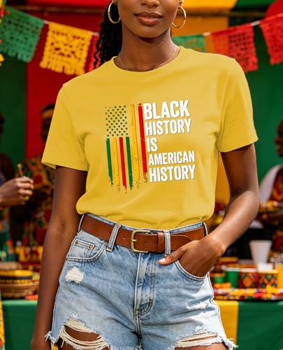 Image of Juneteenth Shirts for Women-Black History is American History Tee Tops African American Short Sleeves