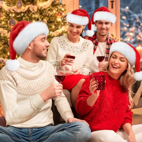 Santa Christmas Hats for Adult, Unisex Soft Plush Classic Xmas Holiday Hats — photo 4