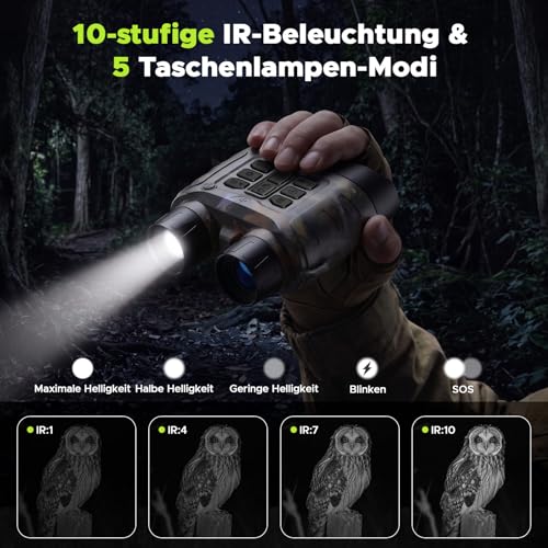 Nachtsichtgerät 4K 112MP, 600m Reichweite 18-Fach Zoom Digital Nachtsichtgerät mit 4 Zoll HD Bildschirm & 32GB Karte, Wiederaufladbar 5000mAh Nachtsichtkamera für Jagd Camping Beobachtung – Ansicht 6