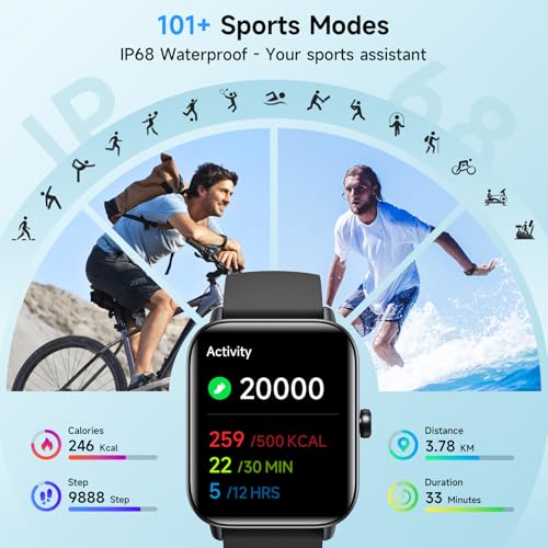 Gydom Smart Watch for Men Women Answer/Make Calls, Alexa Built-in, 1.8" HD Mens Smart Watch with Heart Rate/SpO2/Sleep Monitor, IP68 Waterproof, Fitness Watch for iPhone/Samsung/Android, 100+ Sports - Image 6