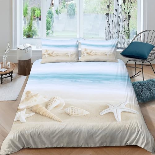 coastal decor style Funda de Edredón Microfibra de poliéster Tres Piezas Diseño 3D con Cremallera coastal decor estilo Funda Edredon incluye Fundas de Almohada Suave Transpirable for niños y niñas