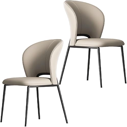 YVYKFZD Juego de sillas de comedor de cuero, sillas de cocina sin brazos, sillas de comedor tapizadas con respaldo y patas de metal, cómodas sillas