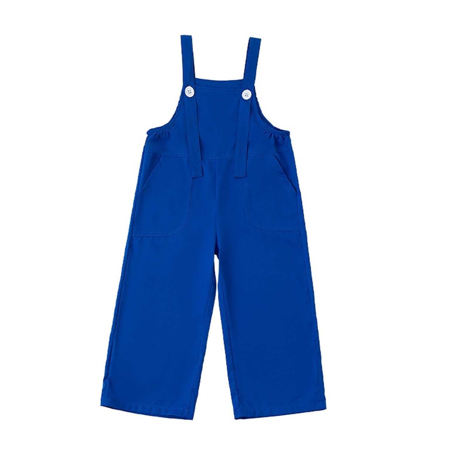 Salopette en jean pour enfants et ados- Sans manches - Bretelles spaghetti réglables coupe ample - Salopette unie pour garçons et filles - Vêtement de printemps mignon - Denim Workwear Romper