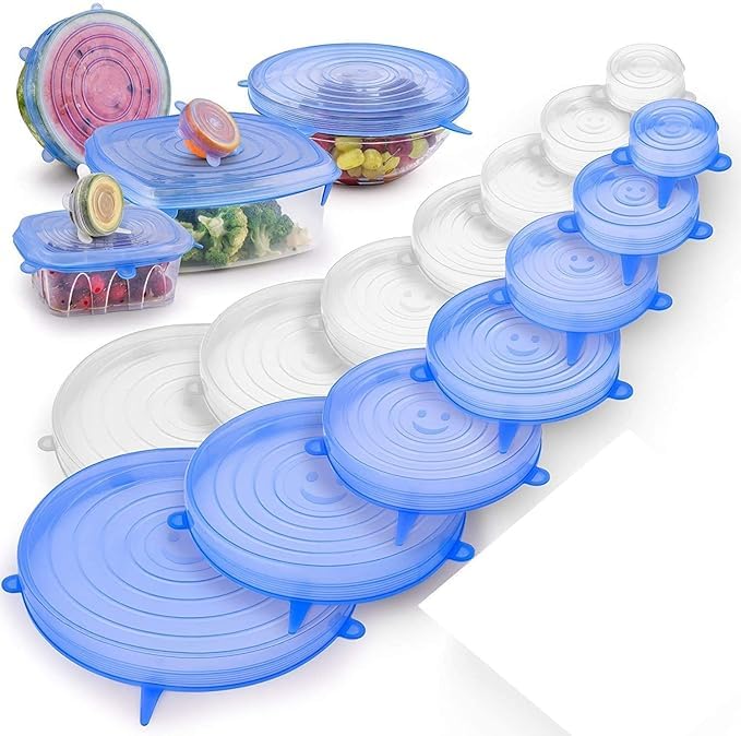 AASTIK Silicone Stretch Lids, Multi Size Reusable Silicone Lids Food And Bowl Covers, Dishwasher And Freezer Safe pack of 6 Pcs