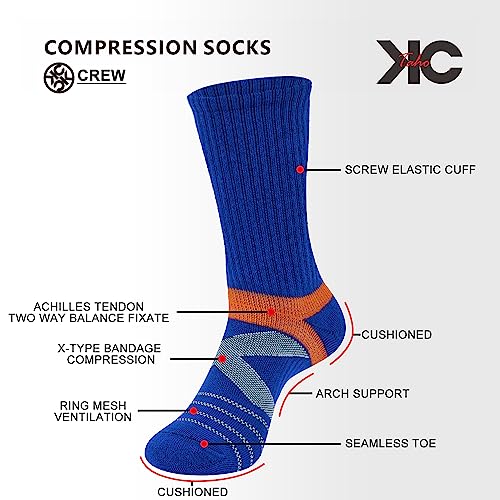 Men's Compression Athletic Cushioned Crew Socks (4 Pairs) Arch Support Hiking Walking Running Socks2