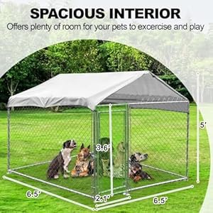 Outdoor Dog Kennel for Large Dogs Outside Dog Runs with Roof, Metal Dog House Playpen with Cover Heavy Duty Waterproof Canopy, Clearance Pet Enclosures for Large Breed Dog, Retriever 6.5x6.5ft 3028 Outdoor Dog Kennel for Large Dogs Outside Dog Runs with Roof, Metal Dog House Playpen with Cover Heavy Duty Waterproof Canopy, Clearance Pet Enclosures for Large Breed Dog, Retriever 6.5×6.5ft 3028