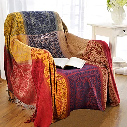 VANJOROY Bohemian Large Sofa Large Throw Blanket with Tassels for 2 3 Seater Settees