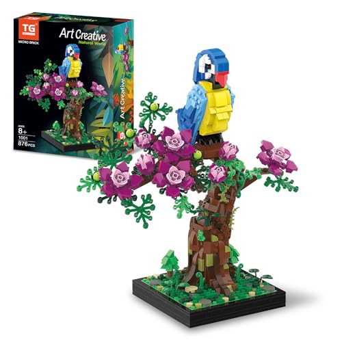 TG BLOCKS Micro Brick Flower Parrot Toy Building Sets, Home Decor and Office Art Creative Gift, DIY Plant Model for Adults, for Teens Ages 8+ Kids