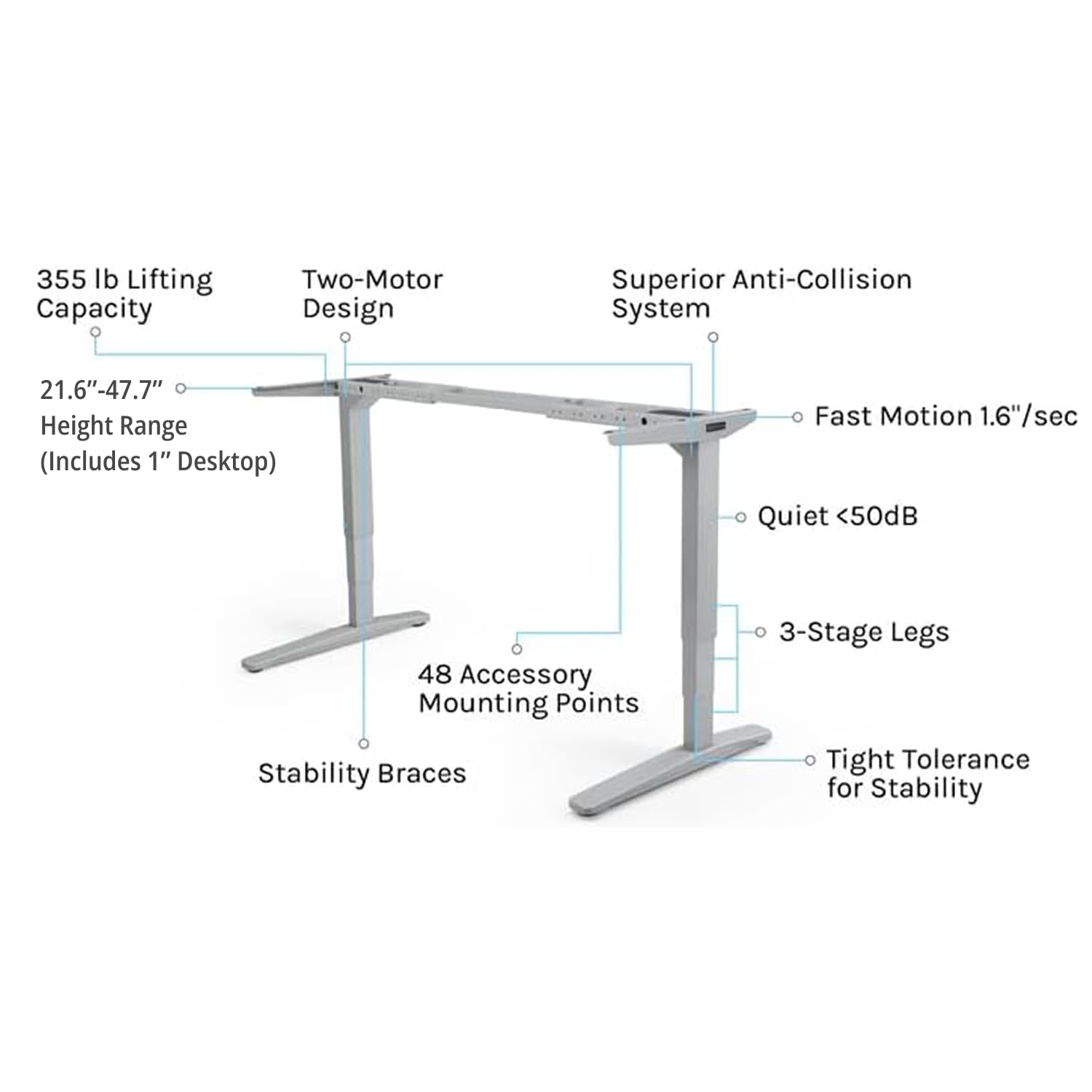UPLIFTDESK Dark Rubberwood Butcher Block 60 x 30 inch Standing Desk 2-Leg V3 Adjustable Stand Up C-Frame Black — view 4