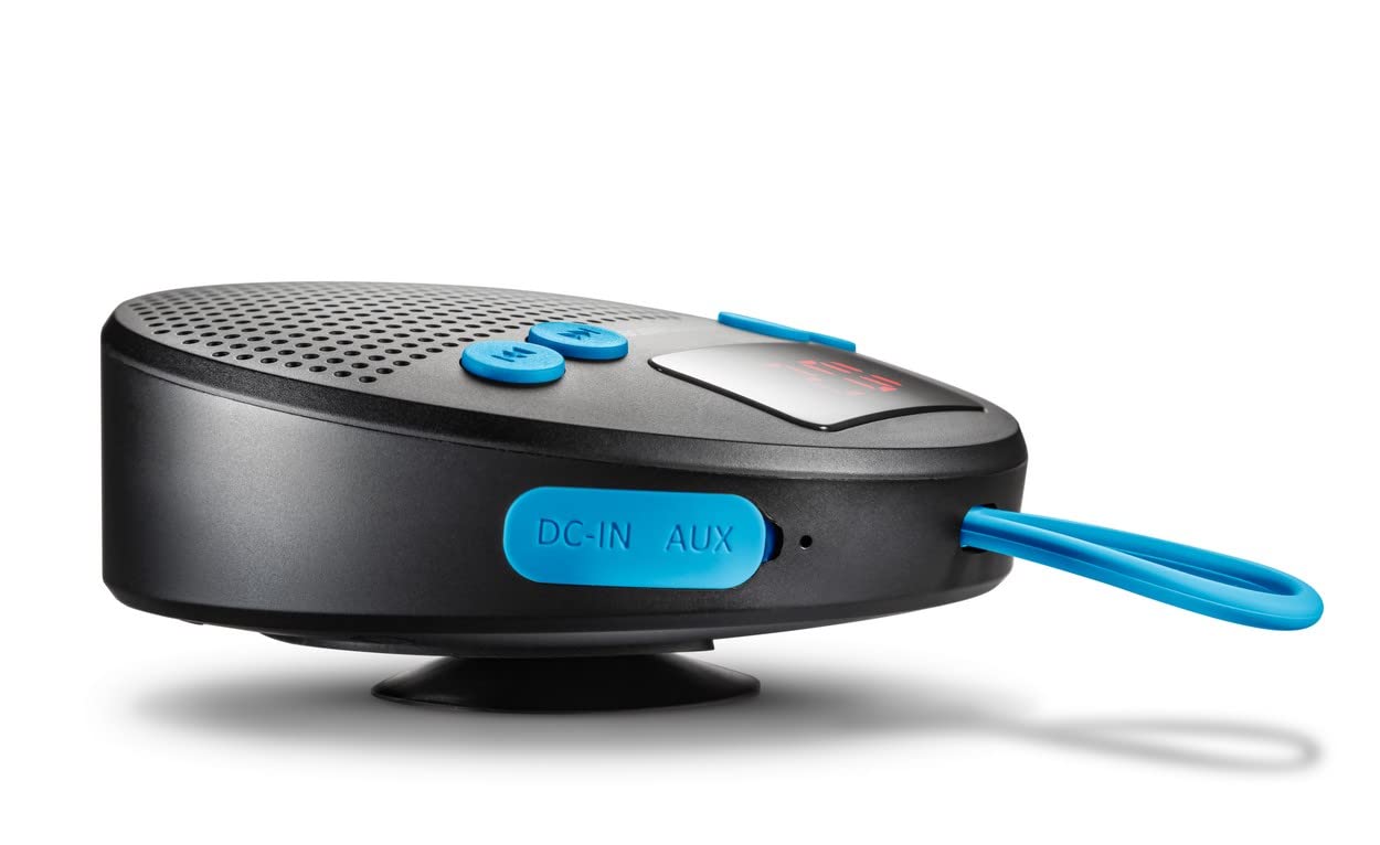 Wavemaster MOBI-3 niebieski - przenośny głośnik Bluetooth do podróży (pole dźwięku 360°) z radiem, budzikiem i funkcją głośnomówiącą, ochroną IPX5 przed rozpryskami wody - niebieski