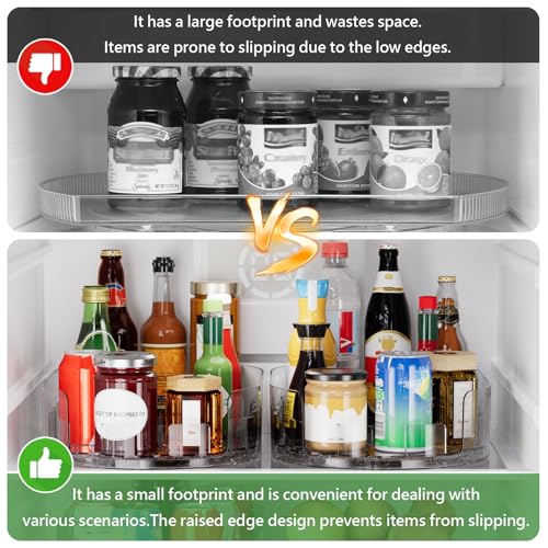 Holinwa Lazy Susan Organizer for Refrigerator, 13.5'' x 8.5'' Clear Rectangular Turntable - image 7