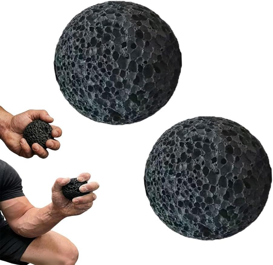 Callus Ball for Hand - Moon Grip Ball Callus Trainer Rock, Anti-Sweat Textured Skin Conditioning Grip Trainer, Climbing & Gym Grip Strengthener, Anti-Sweat Textured Hand Trainer (Black,2PCS)