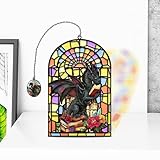 Stained Glass Dragon Bookmark, Fantasy Transparent Metal Book Mark for Reading, Gothic Window Style Book Marker Clips for Kids Men Women, Bookish Gifts for Dragon Lovers