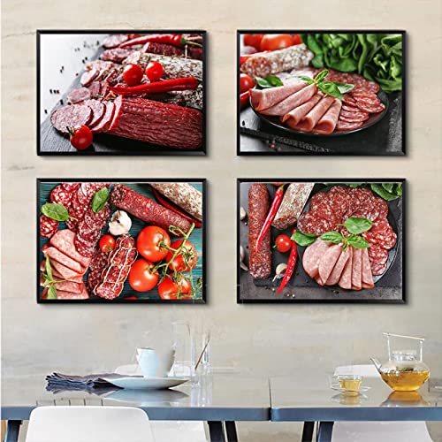 Affiches viande bacon et fruits tableau de décoration murale 70x100cm pour cuisine gourmande