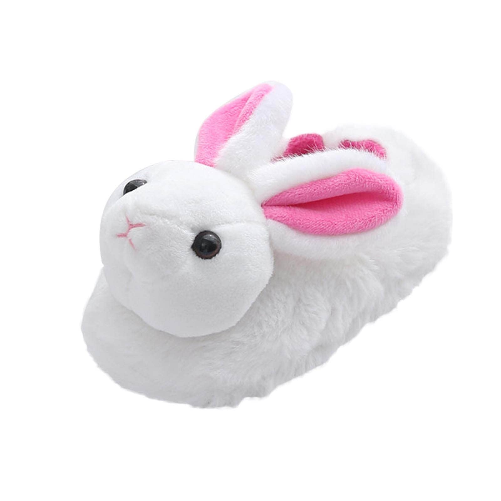 Childrens Girl Cotton Slippers Cute Stereoscopic Rabbit Warm Indoor Non Slip Cotton Slippers Slippers for Toddlers (White, 8.5 Toddler)