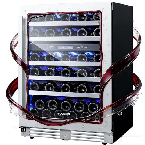Image of BODEGA COOLER Wine Fridge & Cooler - 24 Inch 56 Bottle Wine Cooler Refrigerator, 41-68F Dual Zone Wine Refrigerator Glass Door, Built-in or Freestanding Fridge for Home /Bar /Kitchen (5.83 cu.ft)